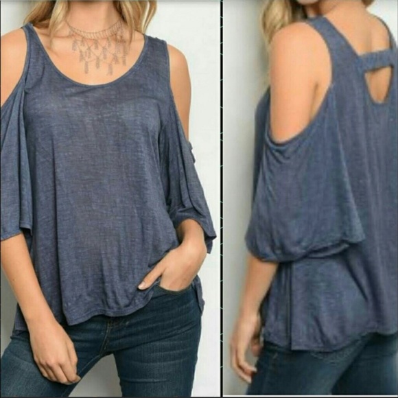 Tops - NWT Cold Shoulder indigo Blue